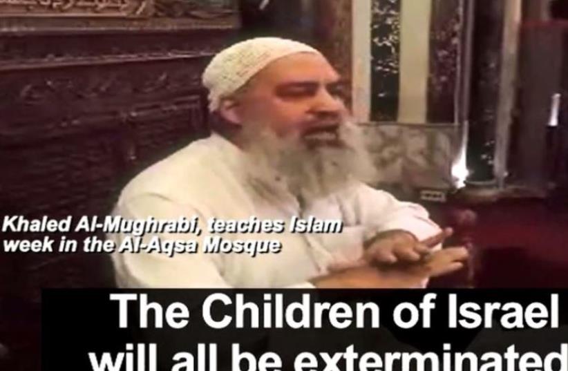 Al-Aqsa Mosque preacher- Jews will worship the Devil and then be exterminated by Muslims (photo credit: screenshot)
