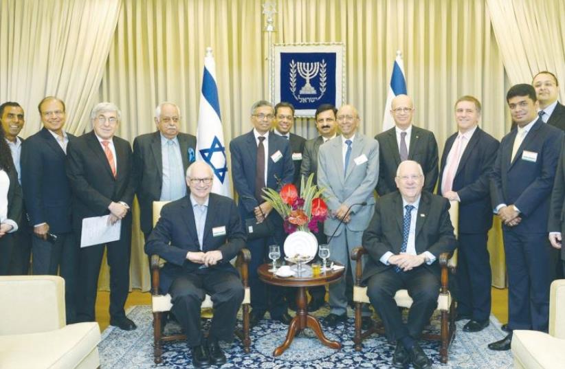 PRESIDENT REUVEN RIVLIN hosts the India-Israel Forum yesterday at his official residence in Jerusalem. (photo credit: Mark Neiman/GPO)