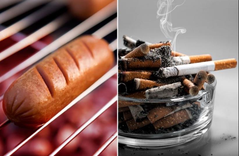 Cigarettes and a hotdog (photo credit: INGIMAGE)