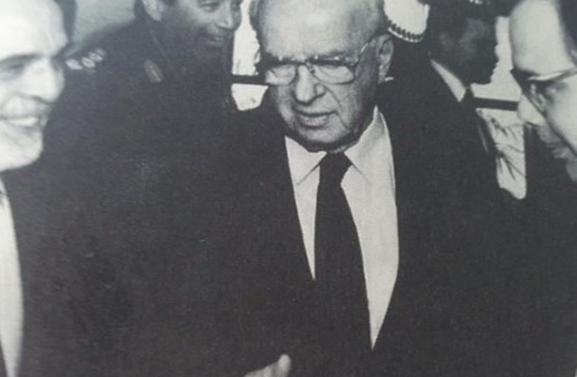 (From left to right) Jordan’s King Hussein, prime minister Yitzhak Rabin and Uri Savir (photo credit: COURTESY URI SAVIR)