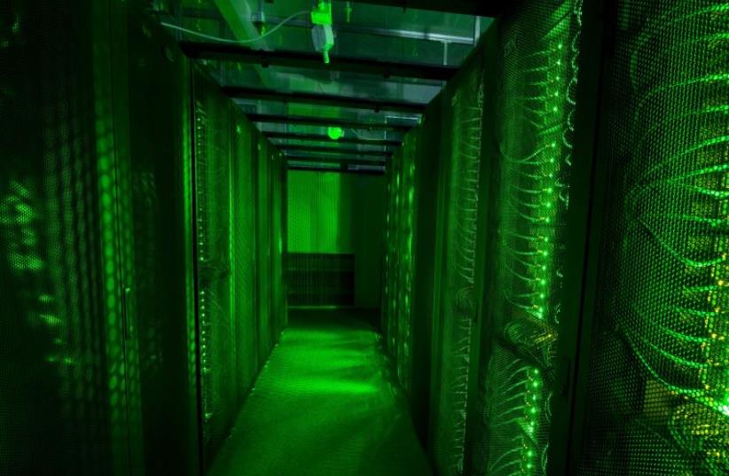 Servers for data storage are seen at Advania's Thor Data Center in Hafnarfjordur, Iceland (photo credit: REUTERS)