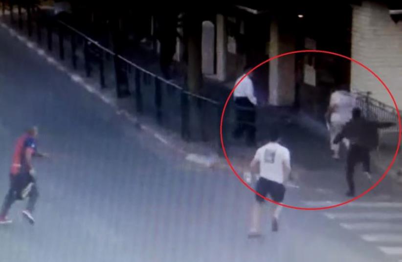 Stabbing attack in Rishon Lezion (photo credit: SECURITY FOOTAGE)