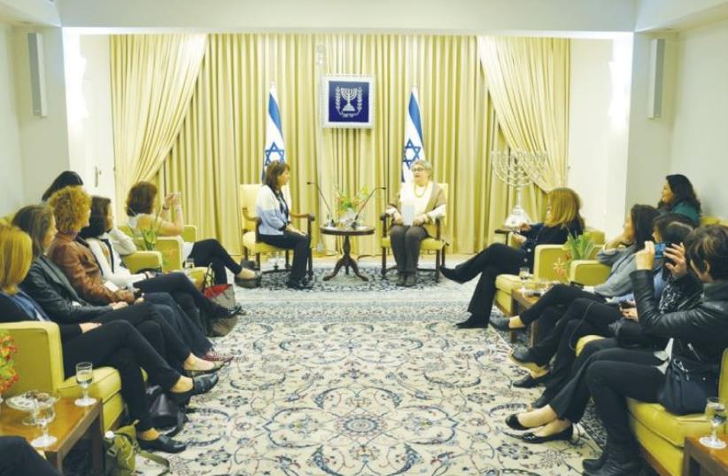 NECHAMA RIVLIN (center right), wife of the president, meets at the official residence with women leaders from the UJA Federation of New York (photo credit: PRESIDENT'S RESIDENCE)