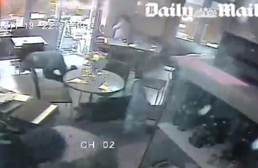 CCTV footage inside a Paris cafe that was hit by an ISIS terrorist‏ (photo credit: screenshot)