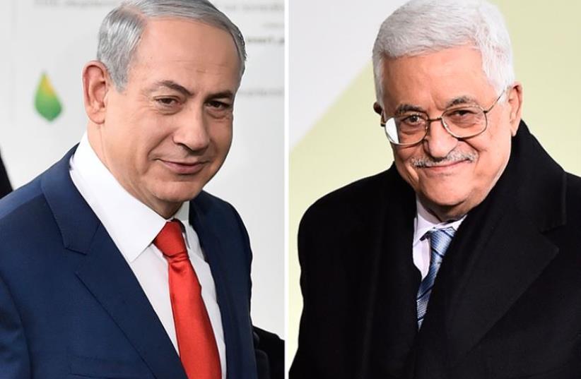 Netanyahu and Abbas (photo credit: LOIC VENANCE / AFP)