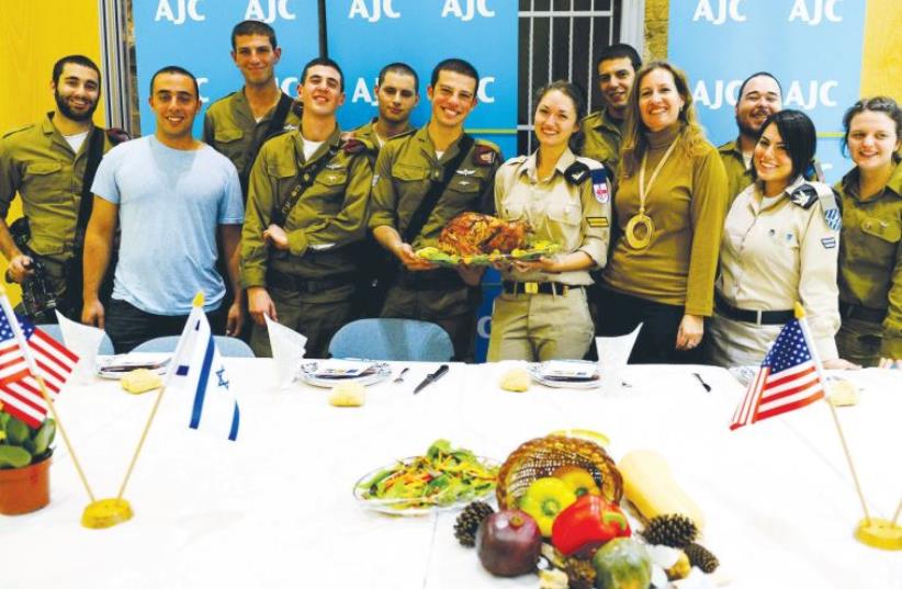 American lone soldiers in the IDF celebrate Thanksgiving in Israel (photo credit: Courtesy)