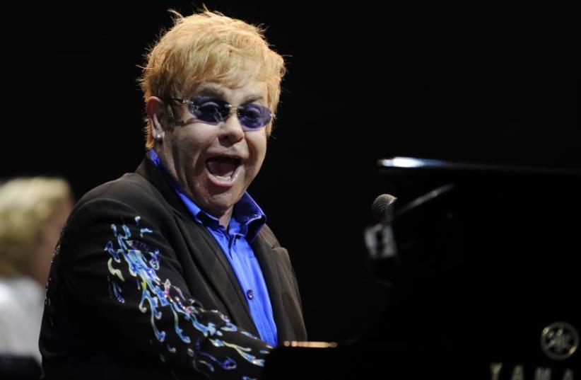 British singer Elton John performs during a concert in Tel Aviv June 17, 2010 (photo credit: REUTERS)