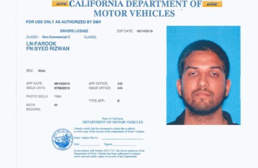Syed Rizwan Farook is pictured in his California driver's license, in this undated handout provided by the California Department of Motor Vehicles, December 3, 2015. (photo credit: REUTERS)