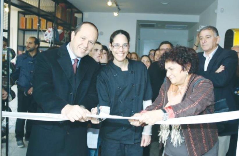 JERUSALEM MAYOR Nir Barkat attends the opening of the Bistro Harutzim special-needs café. (photo credit: SHMAIA LEVY)