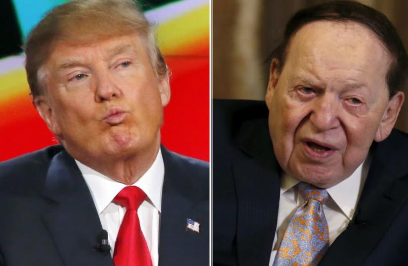Donald Trump (L) and Sheldon Adelson (photo credit: REUTERS)
