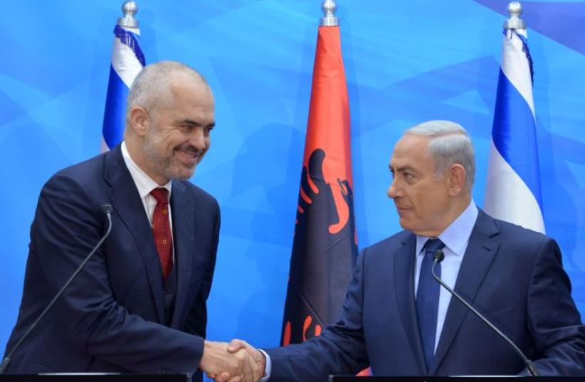 PM Netanyahu and Albanian PM Edi Rama (photo credit: KOBI GIDEON/GPO)