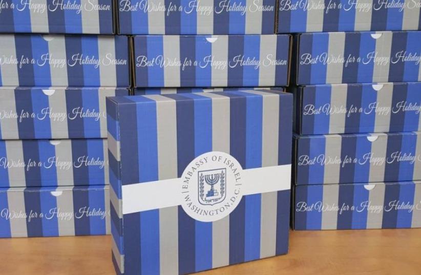 Holiday gifts sent by Israel's Ambassador to the US Ron Dermer (photo credit: TWITTER)