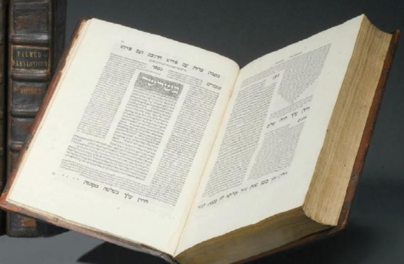 THE EXTREMELY rare 16th-century Babylonian Talmud. (photo credit: COURTESY SOTHEBY’S)