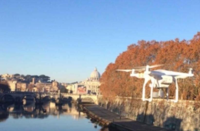 Drone flown by Israelis over Tiber River near Vatican (photo credit: screenshot)