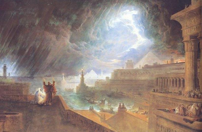 John Martin’s painting of the plague of hail and fire (1823) (photo credit: Wikimedia Commons)