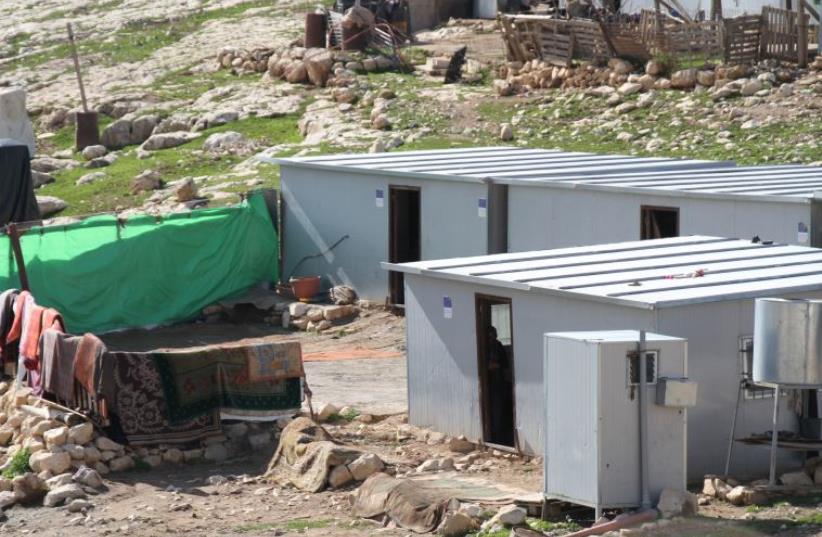  Illegal Palestinian Beduin structures funded by the EU in the area of Ma'aleh Adumim. (photo credit: TOVAH LAZAROFF)