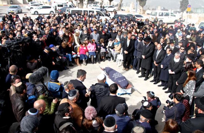 Funeral of Dafna Meir in Jerusalem- January 18, 2016 (photo credit: TOVAH LAZAROFF)