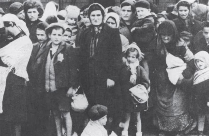 Hungarian Jews arrive in Auschwitz-Birkenau (photo credit: Wikimedia Commons)