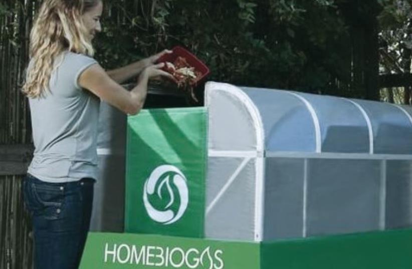 The Homebiogas unit turns organic waste into garden fertilizer and cooking gas. (photo credit: COURTESY HOMEBIOGAS)