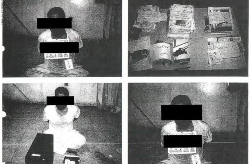 Black strips placed by censors mask the identity of detainees in an undated combination of photos from Iraq's Abu Ghraib prison. (photo credit: REUTERS)