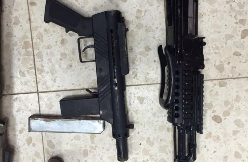 Weapons seized entering Israel from the West Bank at Tarkumia crossing (photo credit: ISRAEL POLICE)