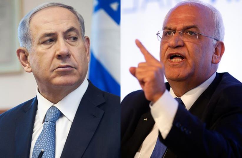 Netanyahu and Erekat (photo credit: REUTERS)