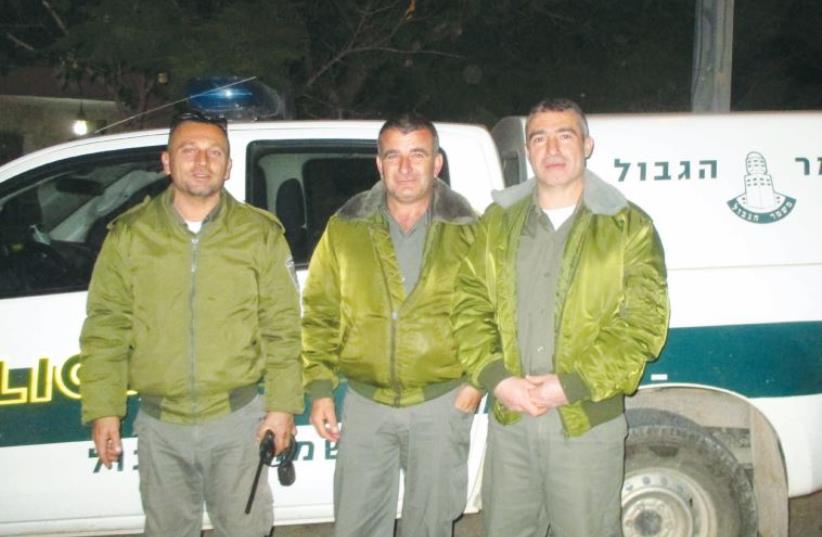 The Druse Hebrew teacher border patrol: from left, Kamal, Nimer and Emad (photo credit: WILLIAM F.S. MILES)