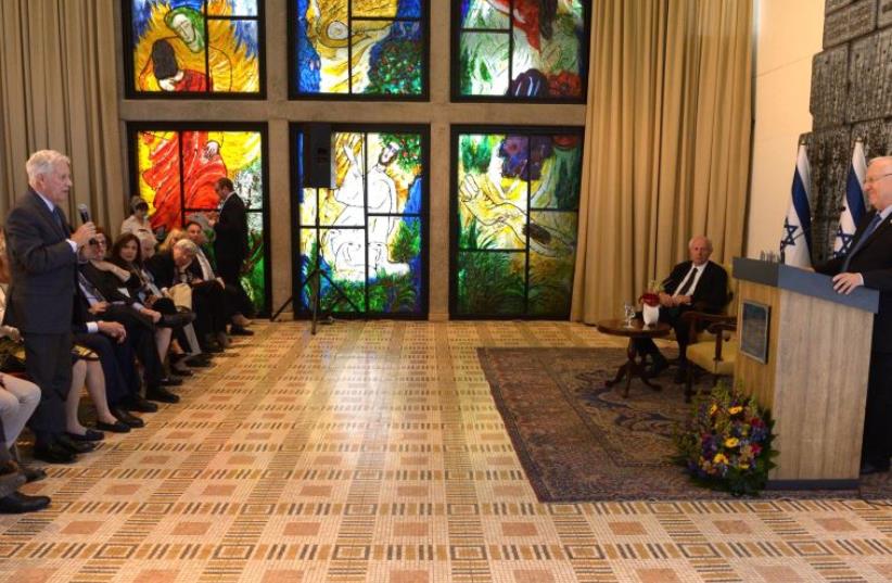 President Reuven Rivlin speaks with the Conference of Presidents of Major American Jewish Organizations.  (photo credit: PRESIDENT'S RESIDENCE)