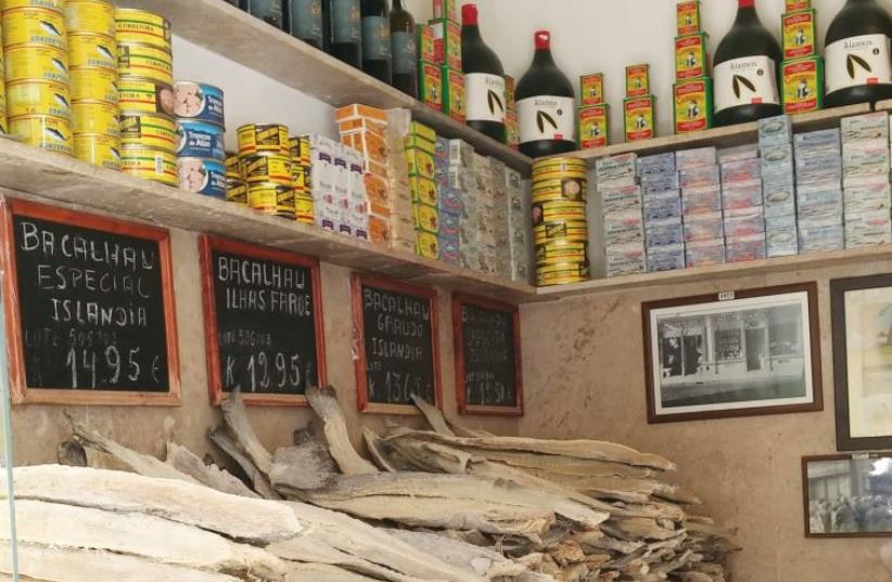 A typical Portuguese dried-goods store sells salted cod (photo credit: AYA MASSIAS)