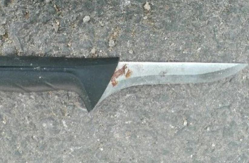 Knife used in stabbing attack in Jordan Valley (photo credit: POLICE SPOKESPERSON'S UNIT)