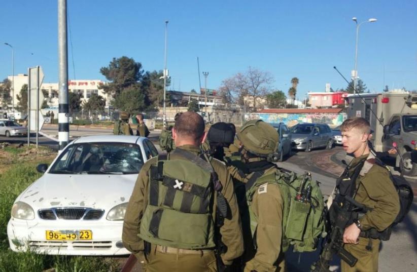 Attempted car ramming un Gush Etzion, February 4. (photo credit: UNITED HATZALAH‏)