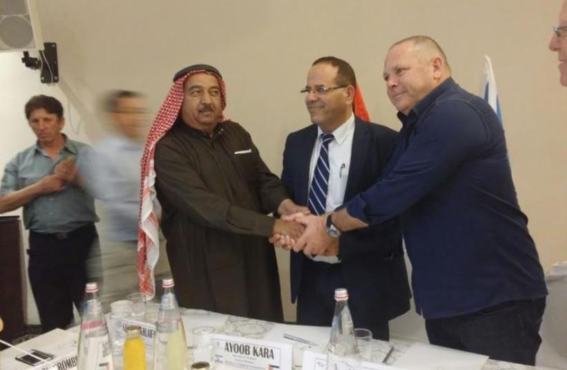 JORDANIAN AND ISRAELI officials sign an agreement to reduce flies in the Dead Sea and lower Jordan Valley (photo credit: ECOPEACE MIDDLE EAST)