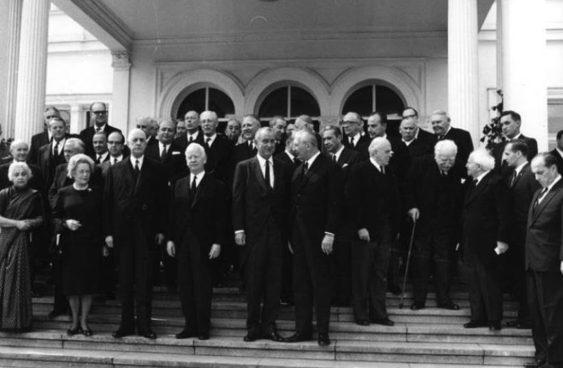 David Ben-Gurion (third right) attending Adenauer's funeral in 1967 (photo credit: Wikimedia Commons)