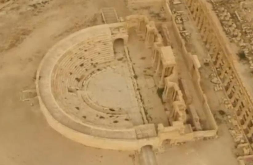 Drone footage shows ancient Palmyra city after Syrian recapture (photo credit: screenshot)