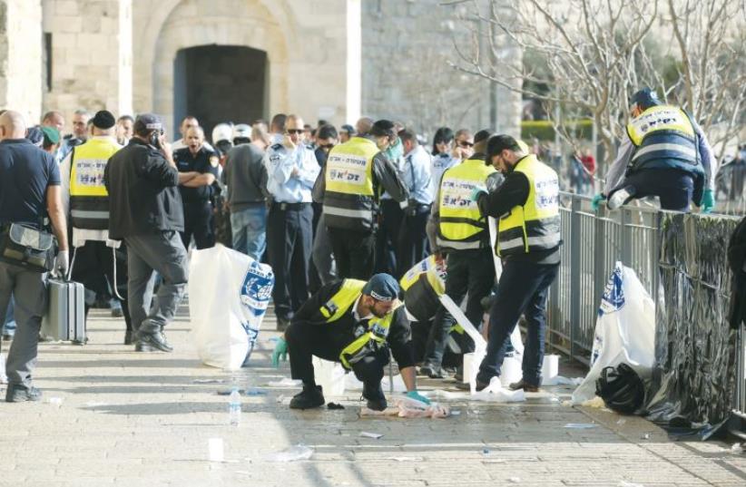 THE AFTERMATH of a stabbing attack in Jerusalem. (photo credit: MARC ISRAEL SELLEM)