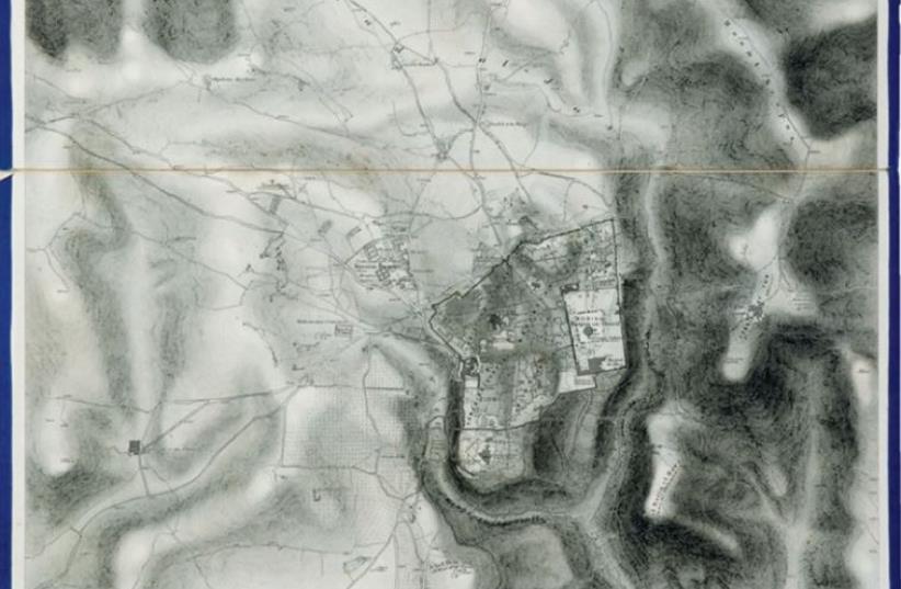 AN IMAGE of one of the maps, which dates from 1864 (photo credit: KEDEM AUCTION HOUSE)