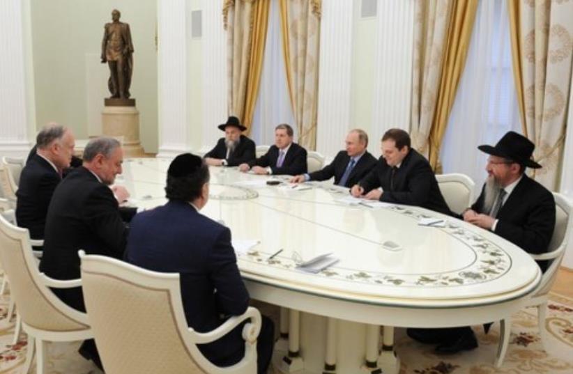 A delegation of the World Jewish Congress (WJC) and the Russian Jewish Congress (RJC), led by WJC President Ronald S. Lauder, was received on Tuesday at the Kremlin by Russian President Vladimir Putin (photo credit: KREMLIN PRESS SERVICE)