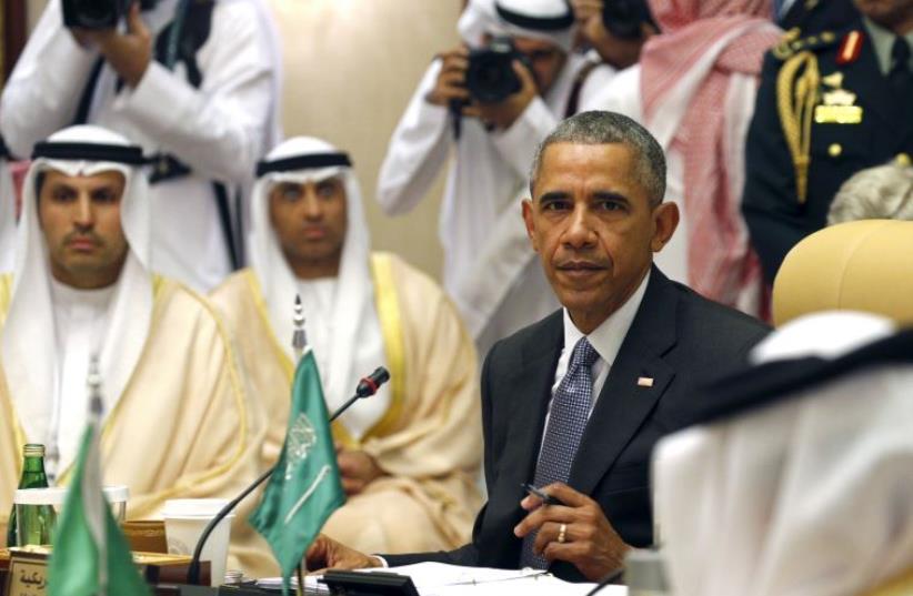 US President Barack Obama takes part in a summit of the Gulf Cooperation Council (GCC) in Riyadh, Saudi Arabia April 21, 2016 (photo credit: REUTERS)