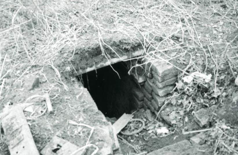 The hole Anton Sukhinski built in his backyard to hide six Jews during World War II (photo credit: YAD VASHEM)