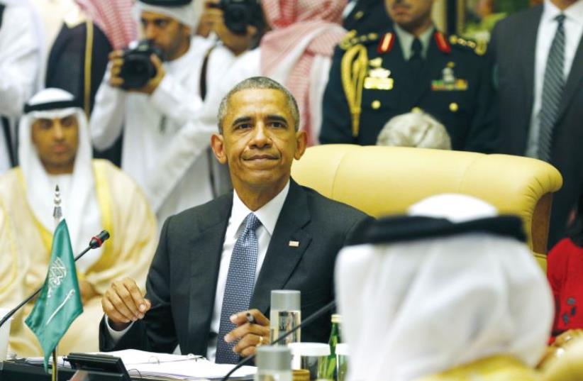 US President Barack Obama takes part in a summit of the Gulf Cooperation Council in Riyadh, Saudi Arabia, last week (photo credit: REUTERS)