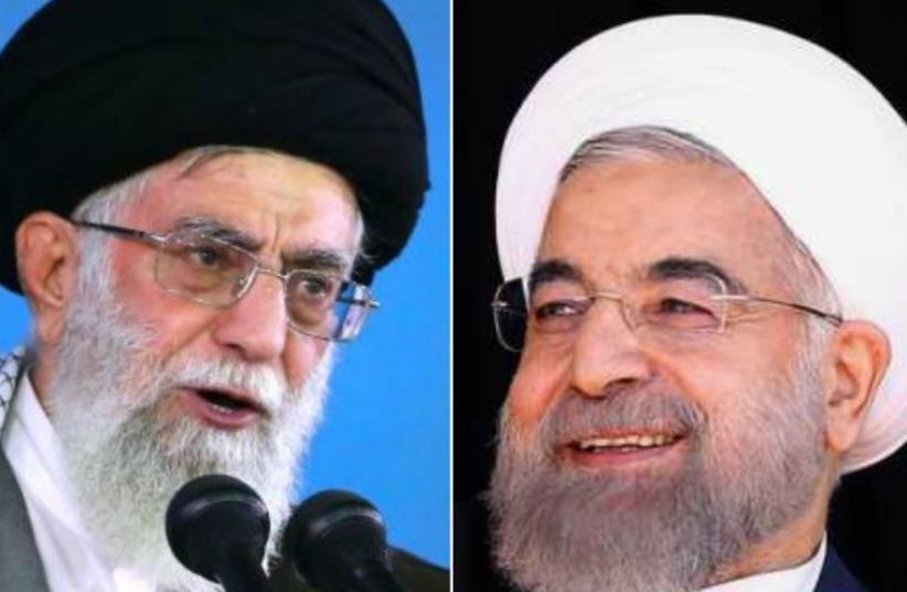 Supreme Leader Ayatollah Ali Khamenei and President Hassan Rouhani (photo credit: AFP PHOTO)