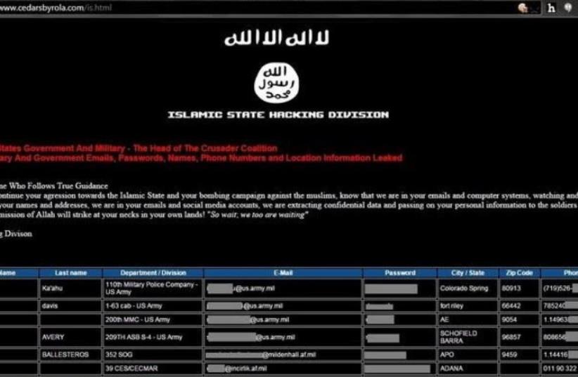 Screenshot of threat published by the Islamic State Hacking Division to the US military (photo credit: screenshot)