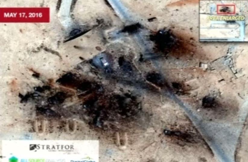 Satellite images by Stratfor purport to show Islamic State attack on Russian air base in Syria (photo credit: screenshot)