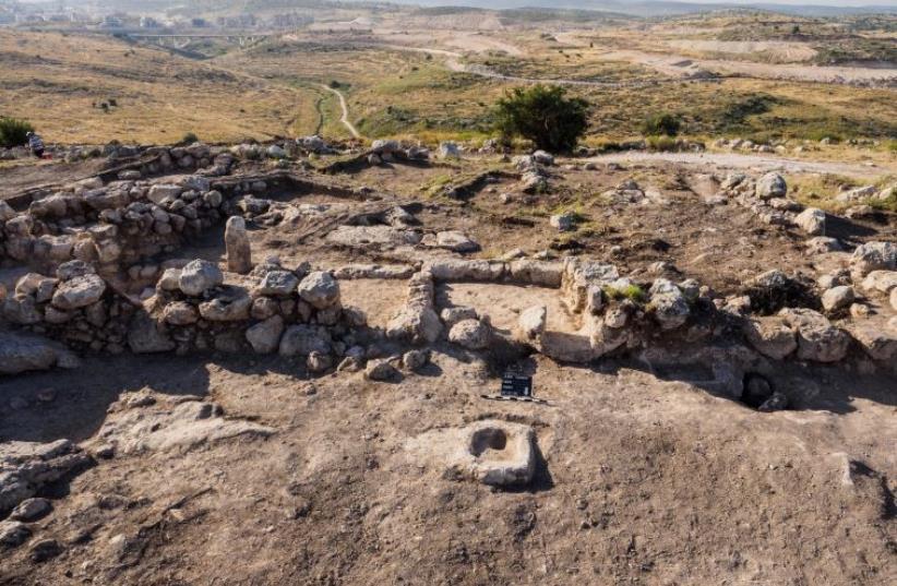 Aerial view of the Hasmonean estate house near Modi'in. (photo credit: ANTIQUITIES AUTHORITY)