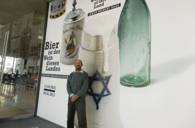 The author at the entrance to the exhibition at the Munich Jewish Museum (photo credit: Courtesy)