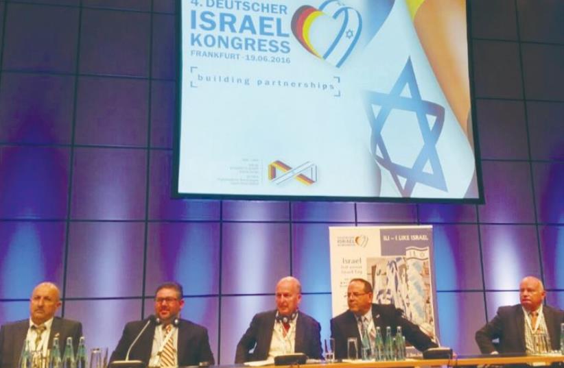 AYOUB KARA (second left), the deputy regional cooperation minister, attends the German Israel Congress in Frankfurt yesterday. (photo credit: Courtesy)