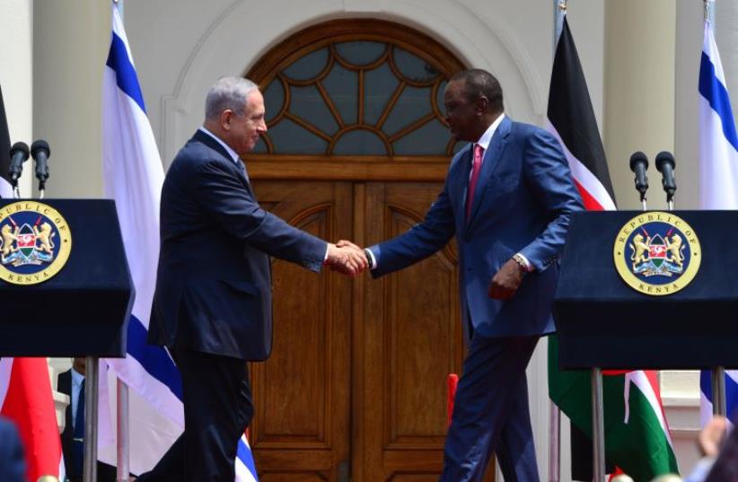 PM Netanyahu and Kenya’s President Uhuru Kenyatta (photo credit: KOBI GIDEON/GPO)