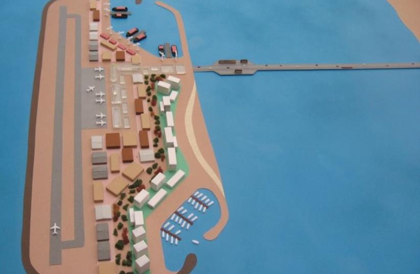 AN ARTIST’S rendition of a Gaza port on a man-made island. (photo credit: COURTESY TRANSPORTATION MINISTRY)