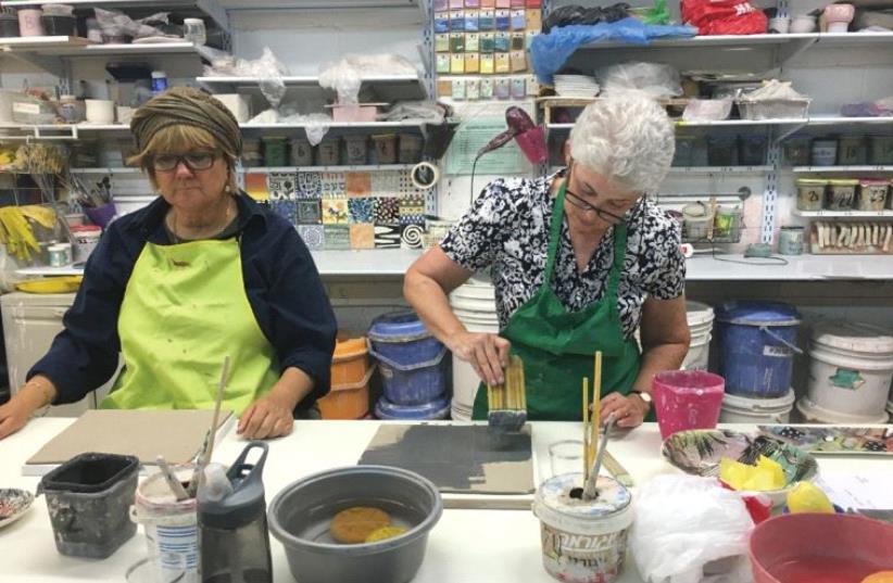 Creating at the ‘Wine, Women, Ceramics and Song’ class (photo credit: Courtesy)