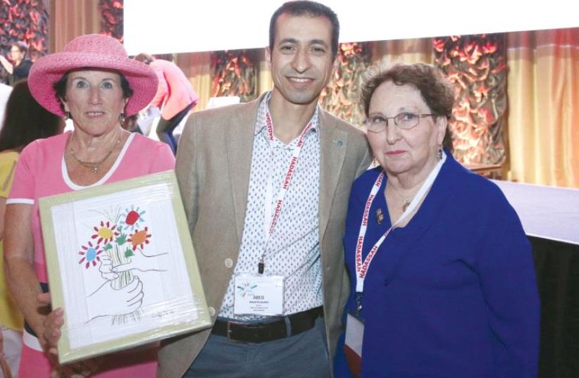 The author (left) with Dr. Abed Khalaileh and Karen Lakin (photo credit: Courtesy)